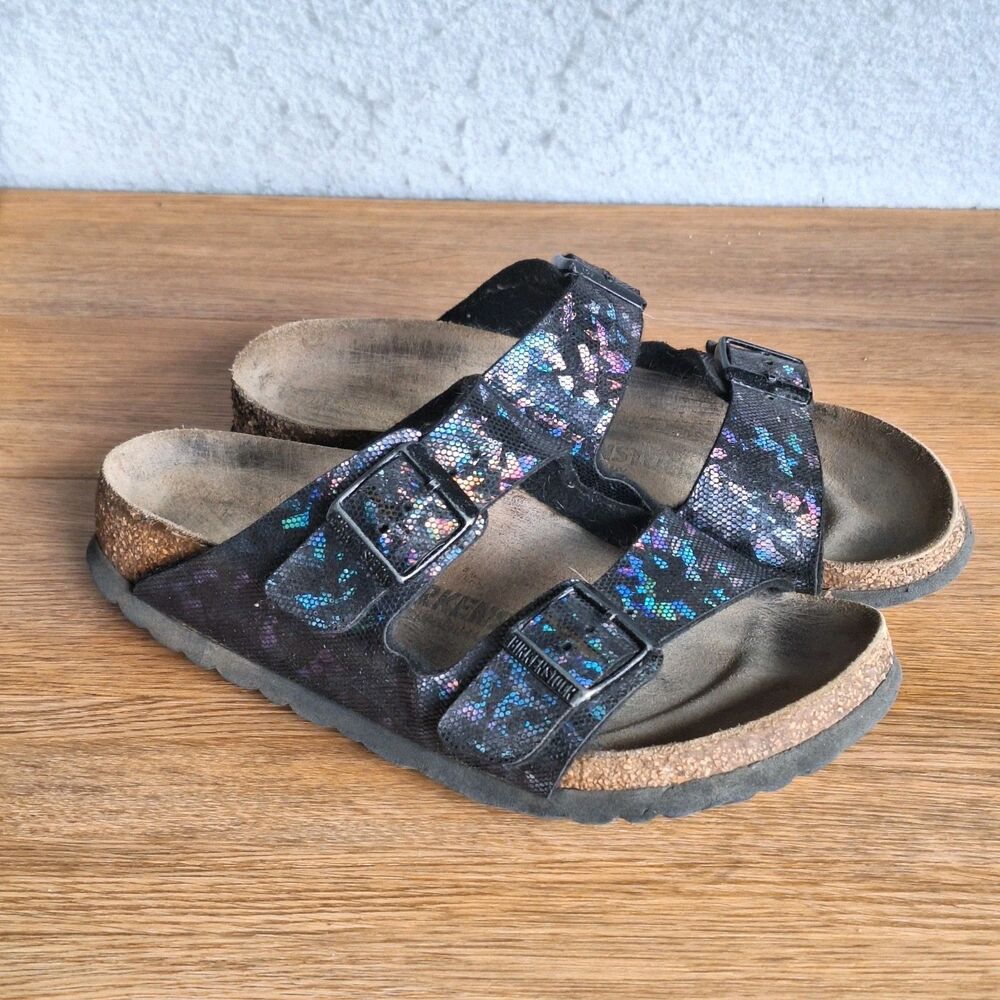 Birkenstock Arizona Lux Metallic Sandals Women’s 36 Narrow Black 5 5.5 Colorful